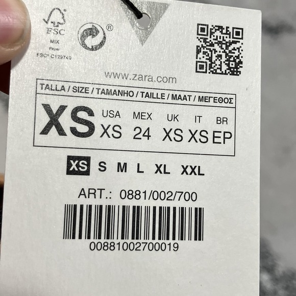 Zara One Shoulder Top NWT Striped Brown Tie Waist Beaded Sleeve Womens Sz XS - Picture 7 of 10